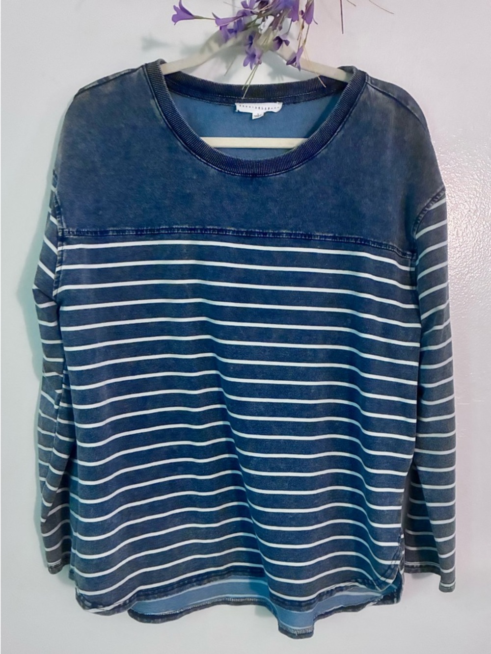 Striped Navy Blue Women’s Crewneck Shirt